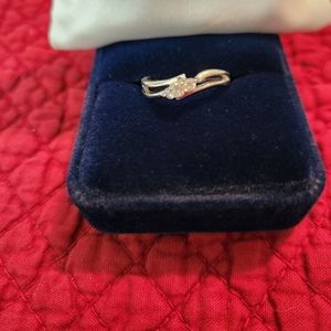 Lady Remington Silver Tone and 3 Clear Crystal Stones Ring Size 7